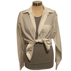 Austin Manor Performance Plus White Striped Collared Shirt Size 16